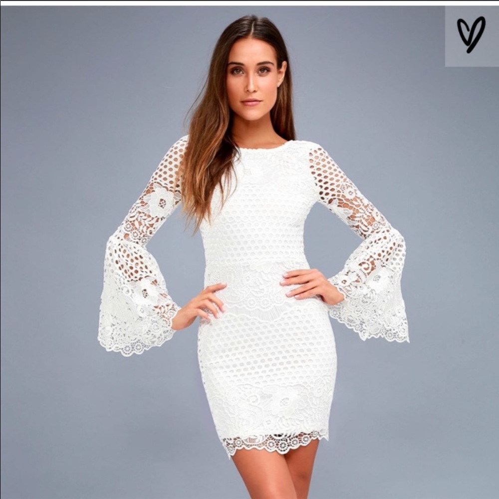 Lulus Angelisa White Lace Crochet Dress